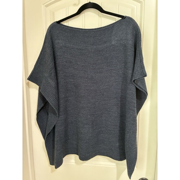 LOFT Outlet Poncho Womens One Size Poncho Charcoal Gray Pullover Sweater NWT - Picture 2 of 2